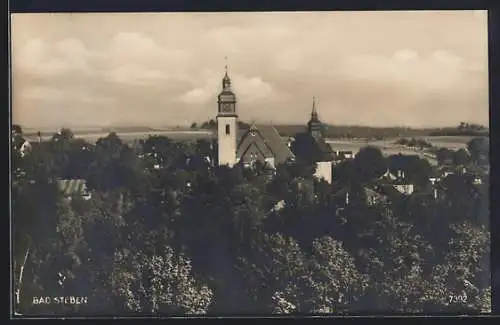 AK Bad Steben, Ortspartie mit Kirche