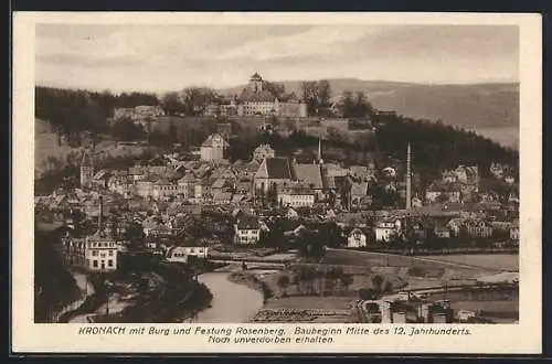 AK Kronach, Ortsansicht mit Burg und Festung Rosenberg