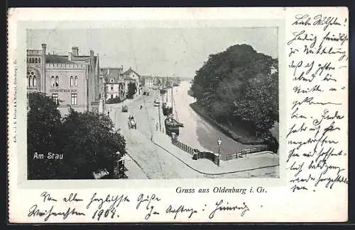 AK Oldenburg i. Gr., Am Stau mit Hotel Russischer Hof