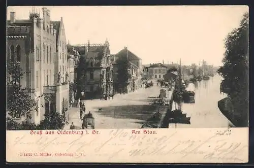 AK Oldenburg i. Gr., Strassenpartie am Stau