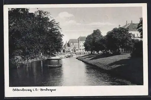 AK Oldenburg i. O., Anlagen am Wasser im Sonnenschein