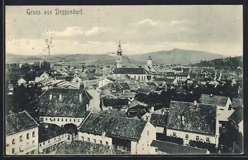 AK Deggendorf, Teilansicht mit Kirche