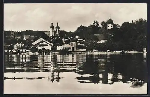 AK Tutzing, Uferpartie mit Kirche