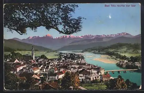 AK Bad Tölz, Teilansicht mit Kirche rechts der Isar