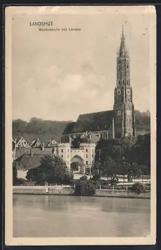 AK Landshut, Martinskirche mit Ländtor