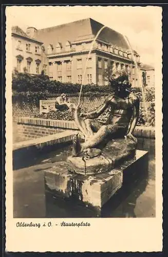 AK Oldenburg i. O., Stautorplatz mit Brunnen