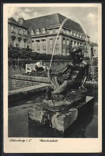 AK Oldenburg i. O., Skulptur auf dem Stautorplatz