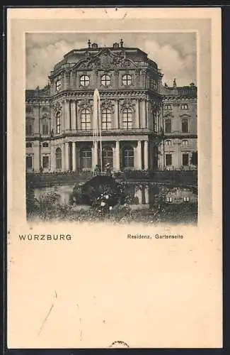 AK Würzburg, Residenz, Gartenseite