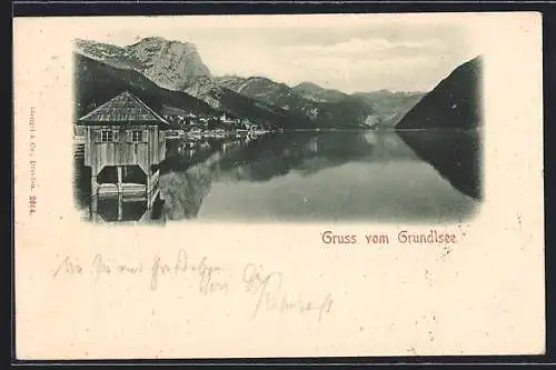 AK Grundlsee, Teilansicht mit Bergen