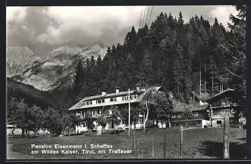 AK Scheffau /Tirol, Pension Eisenmann am Wilden Kaiser mit Treffauer
