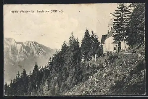 AK Heilig Wasser bei Innsbruck, Panorama mit Kirche