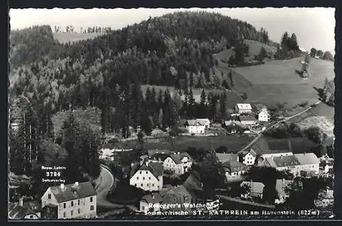 AK St. Kathrein am Hauenstein, Pension Waldheim Rosegger mit Strassenpartie