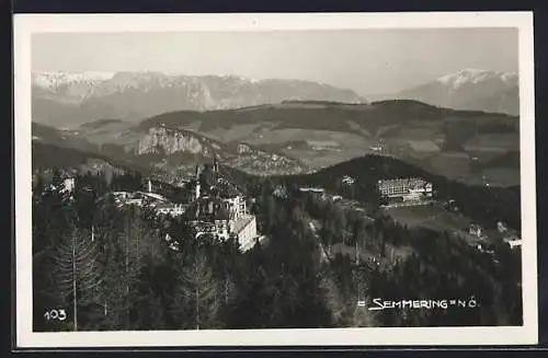 AK Semmering /N. Ö., Panorama mit Hotel