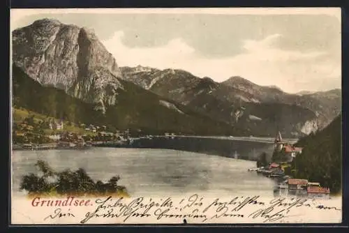 AK Grundlsee, Teilansicht mit Bergen