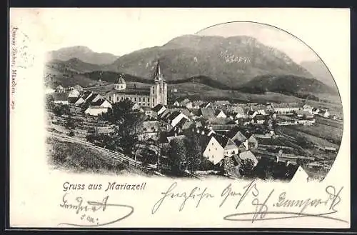 AK Mariazell, Teilansicht mit Kirche