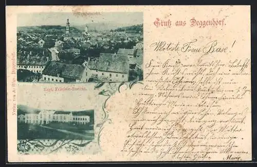 AK Deggendorf, Totalansicht, Engl. Fräulein-Institut