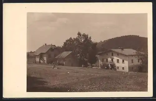 Foto-AK Oberfrauenwald, Ortspartie mit Pension