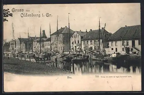 AK Oldenburg i. Gr., Stau mit Segelbooten