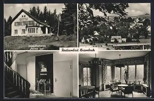 AK Brambach / Radiumbad, Jugendherberge Helmut Just, Innenansicht mit Gedenkecke