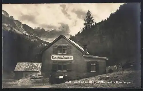 AK Brülisau, Sämtisersee, Das Gasthaus Zur Platte mit Kreuzbergen