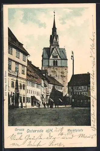 AK Osterode / Harz, Marktplatz mit Kirche