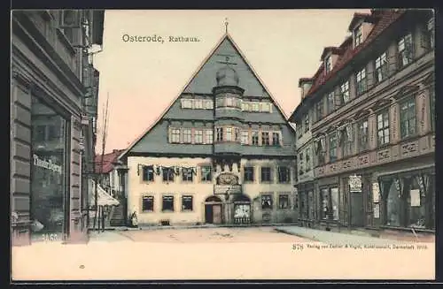 AK Osterode / Harz, Rathaus mit Geschäften