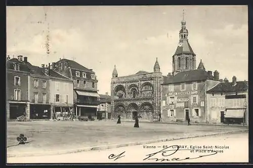 AK Vienne, Église Saint-Nicolas et Place d`Armes