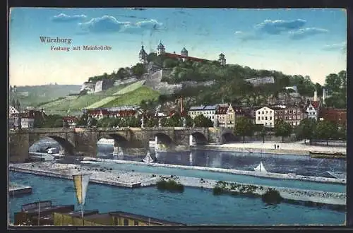 AK Würzburg, Festung mit Mainbrücke