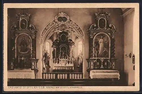 AK Eresing, Erzabtei St. Ottilien, Innneres der St. Ottilienkapelle