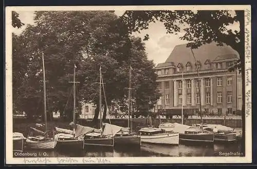 AK Oldenburg / O., Segelhafen mit Schiffen