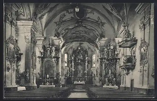 AK Geiselhöring /Ndb., Inneres der katholischen Pfarrkirche