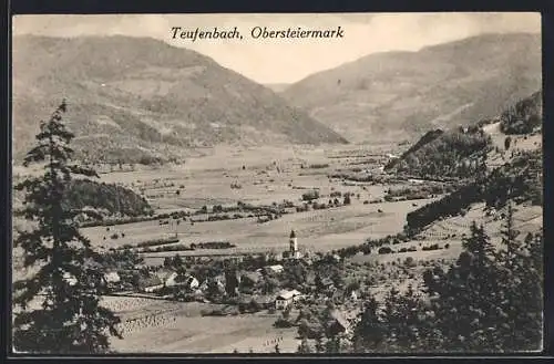 AK Teufenbach /Obersteiermark, Teilansicht mit Bergen