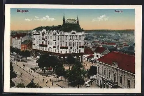 AK Belgrad, Terazia, Innenstadt aus der Vogelschau