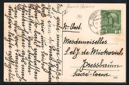 AK Gruz / Gravosa, Blick zum Ort, Segelboote