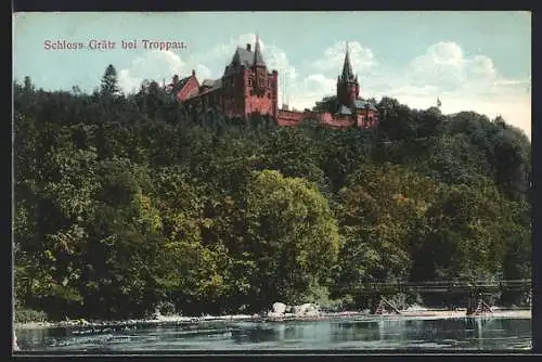 AK Troppau, Blick auf Schloss Grätz