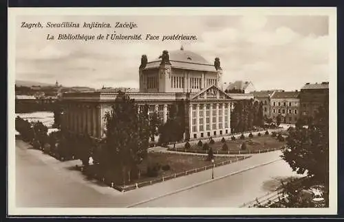 AK Zagreb, La Bibliothèque de l` Université, Face postérieure