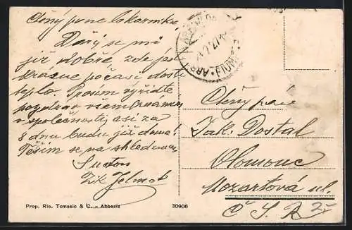 AK Abbazia, Ortspanorama vom Wasser aus