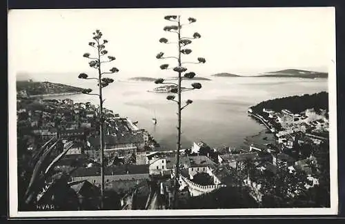 AK Hvar, Blick vom Berg auf den Ort