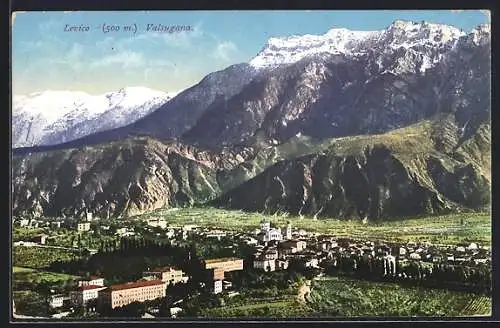 AK Levico, Valsugana, Ortsansicht mit Bergen