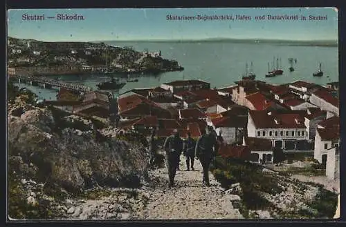 AK Shkodra, Skutariseer-Bojanabrücke, Hafen und Bazarviertel in Skutari