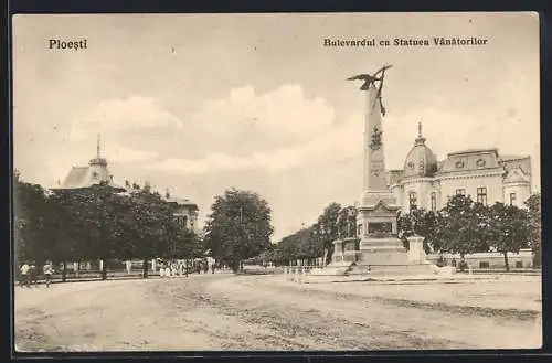 AK Ploesti, Bulevardul cu Statuea Vanatorilor