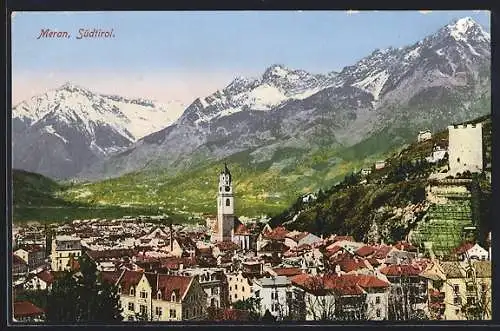 AK Meran /Südtirol, Teilansicht mit Kirche