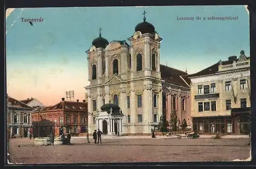 AK Temesvár, Losonczy tér a székesegyházzal