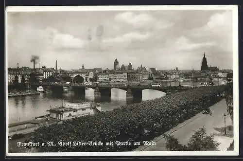 AK Frankfurt a. M., Brücke mit Mainpartie