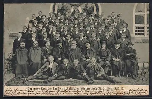 AK St. Ottilien / Obb., Der erste Kurs der Landwirtschaftlichen Winterschule 1912 /1913