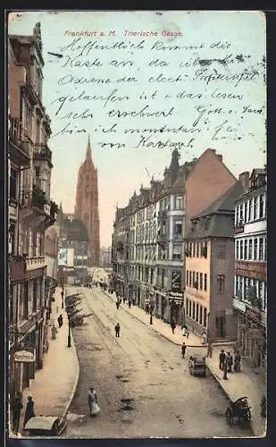AK Frankfurt a. M., Blick in die Strasse Trierische Gasse