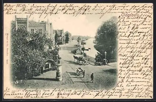 AK Oldenburg / O., Strassenpartie am Stau