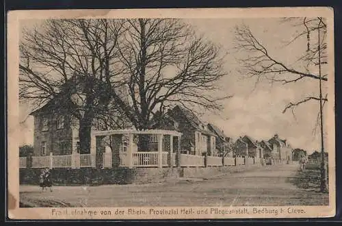 AK Bedburg / Cleve, Frontaufnahme vond er Rhein. Provinzial Heil- und Pflegeanstalt