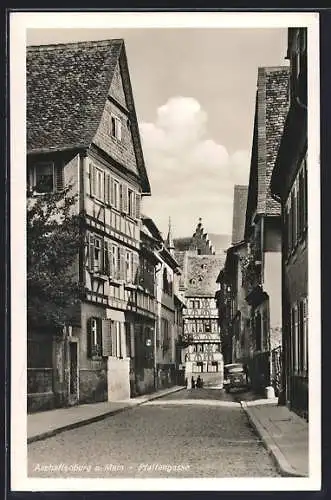AK Aschaffenburg, Pfaffengasse mit Fachwerkhäusern