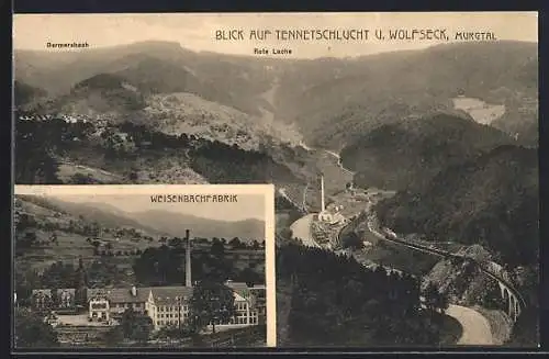 AK Weisenbach / Murgtal, Weisenbachfabrik, Tennetschlucht und Wolfseck